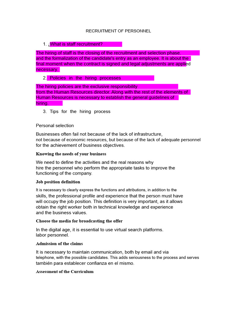Hiring of Personnel | PDF | Recruitment | Employment