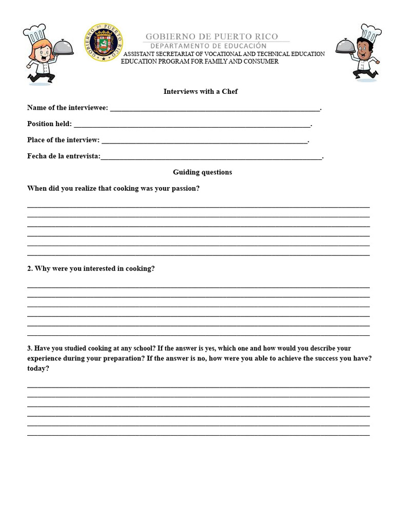 Chef Interview Guide for Culinary Students | PDF | Vocational Education ...