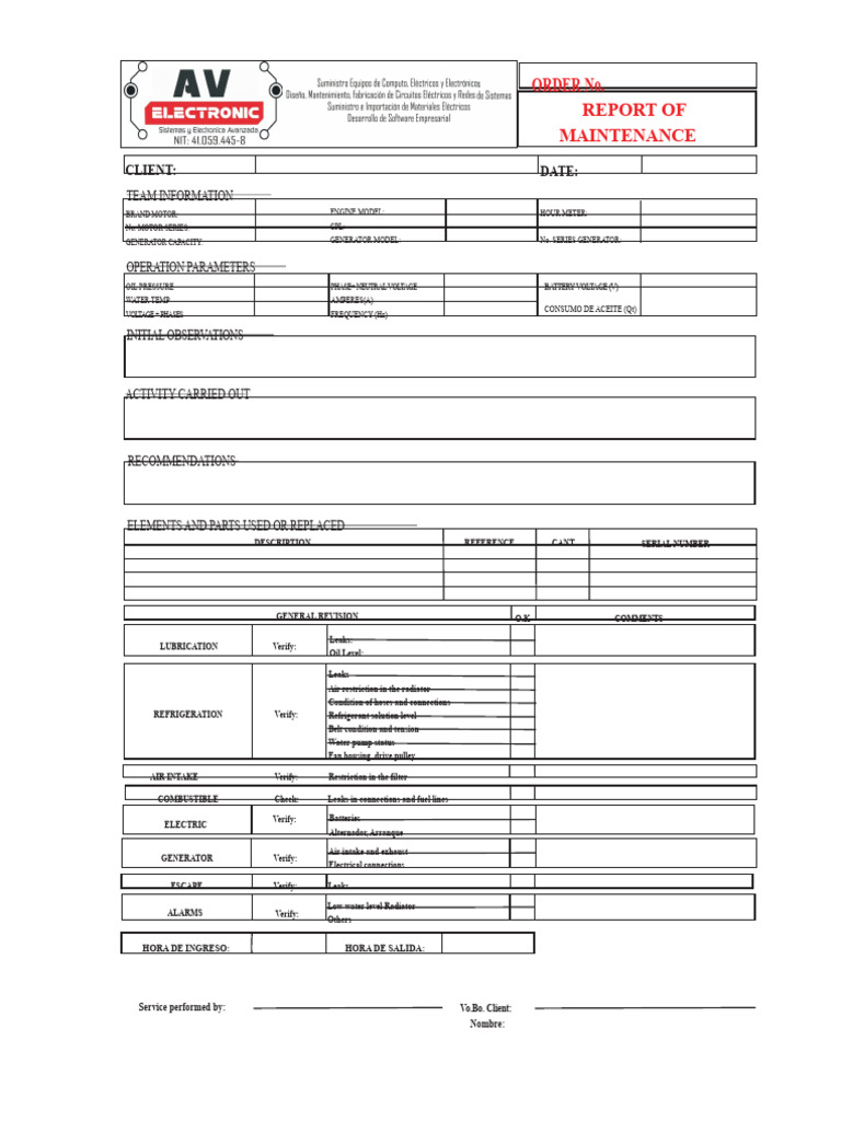 Maintenance Report PDF | PDF | Electric Generator | Engines