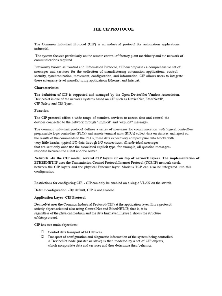 Overview of the Common Industrial Protocol | PDF | Computer Network ...