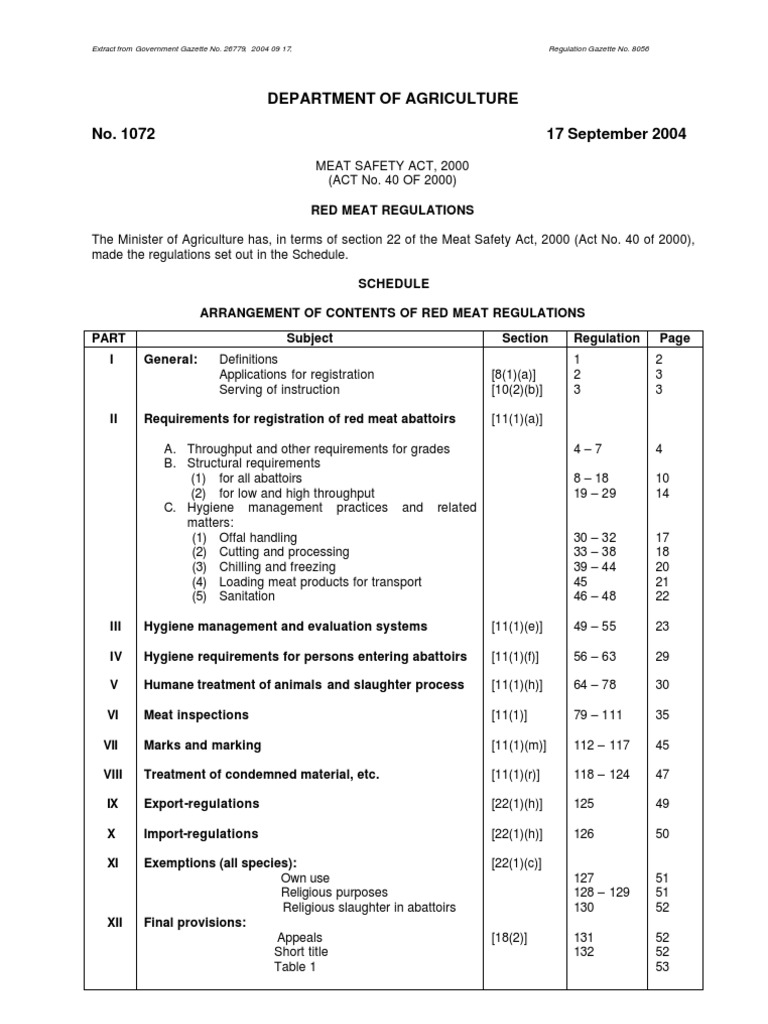 Abattoir Regulations Download Free PDF Slaughterhouse Animal