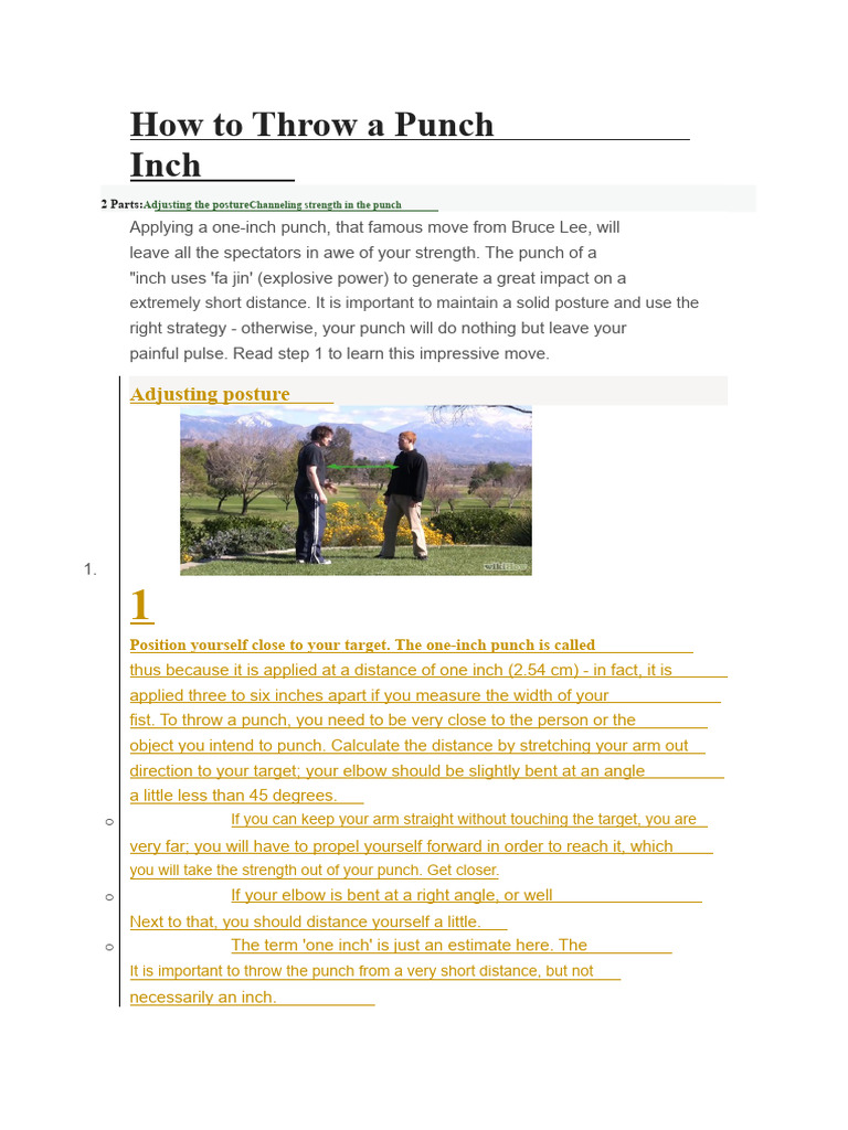 Mastering the One-Inch Punch Technique | PDF | Hand