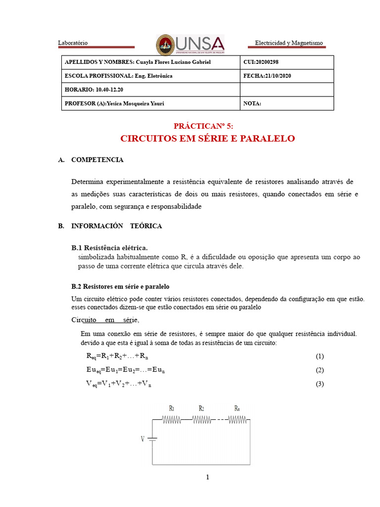 Circuitos Elétricos: Série e Paralelo | PDF | Circuitos em série e em ...