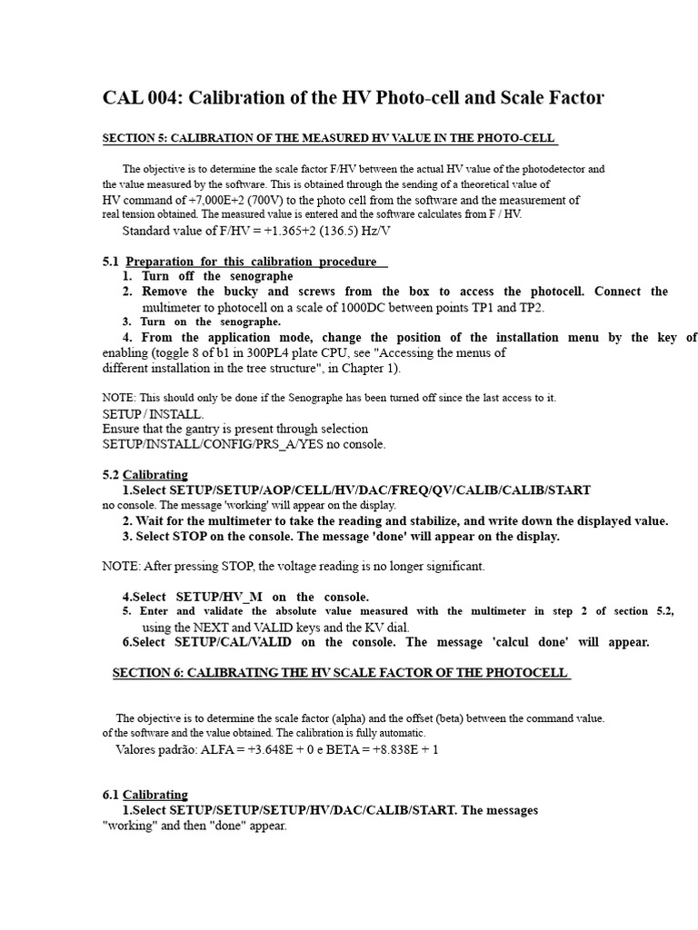 HV Photo-cell Calibration Guide | PDF | Calibration | Exposure ...