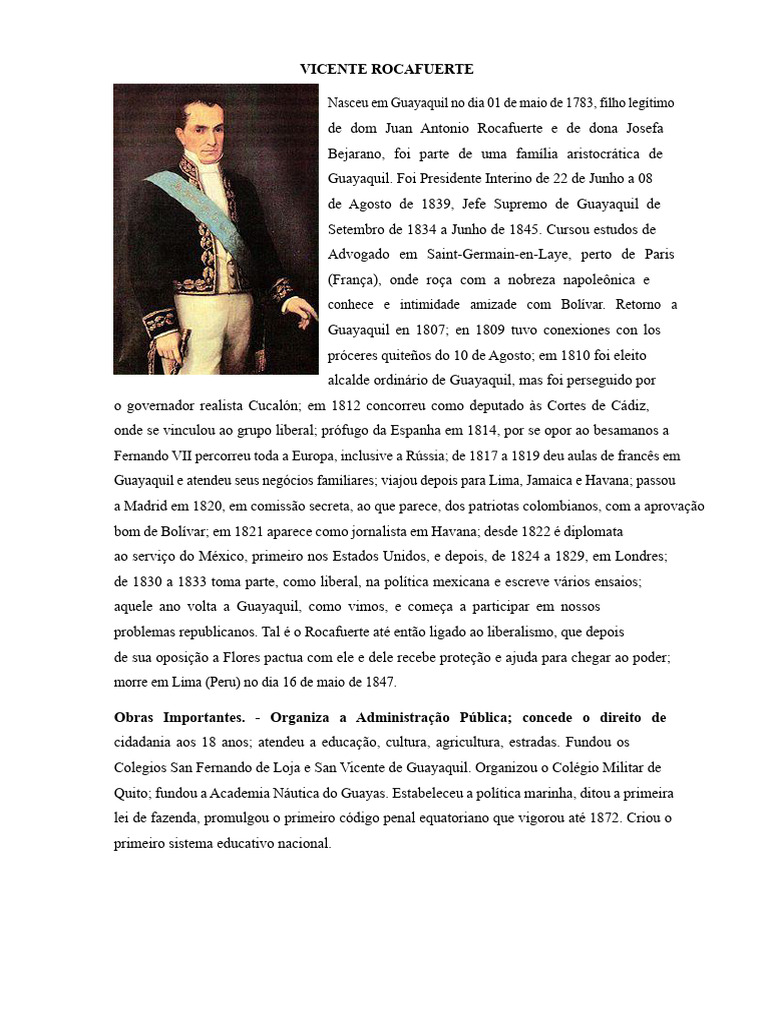 Vicente Rocafuerte | PDF | Equador