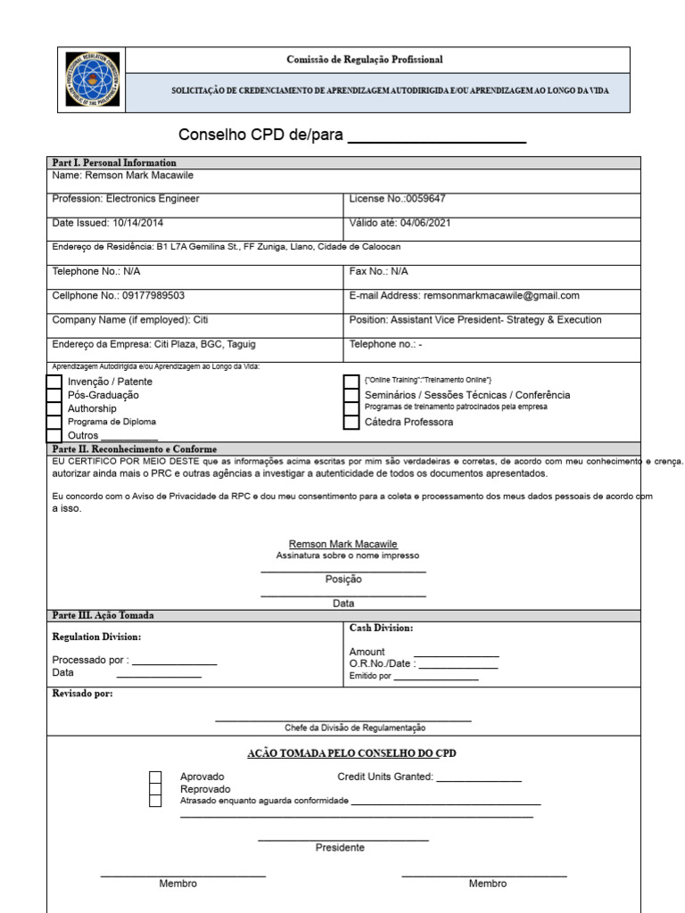 CPDD-03 Rev 05 Preenchido de Forma Autodirigida | PDF