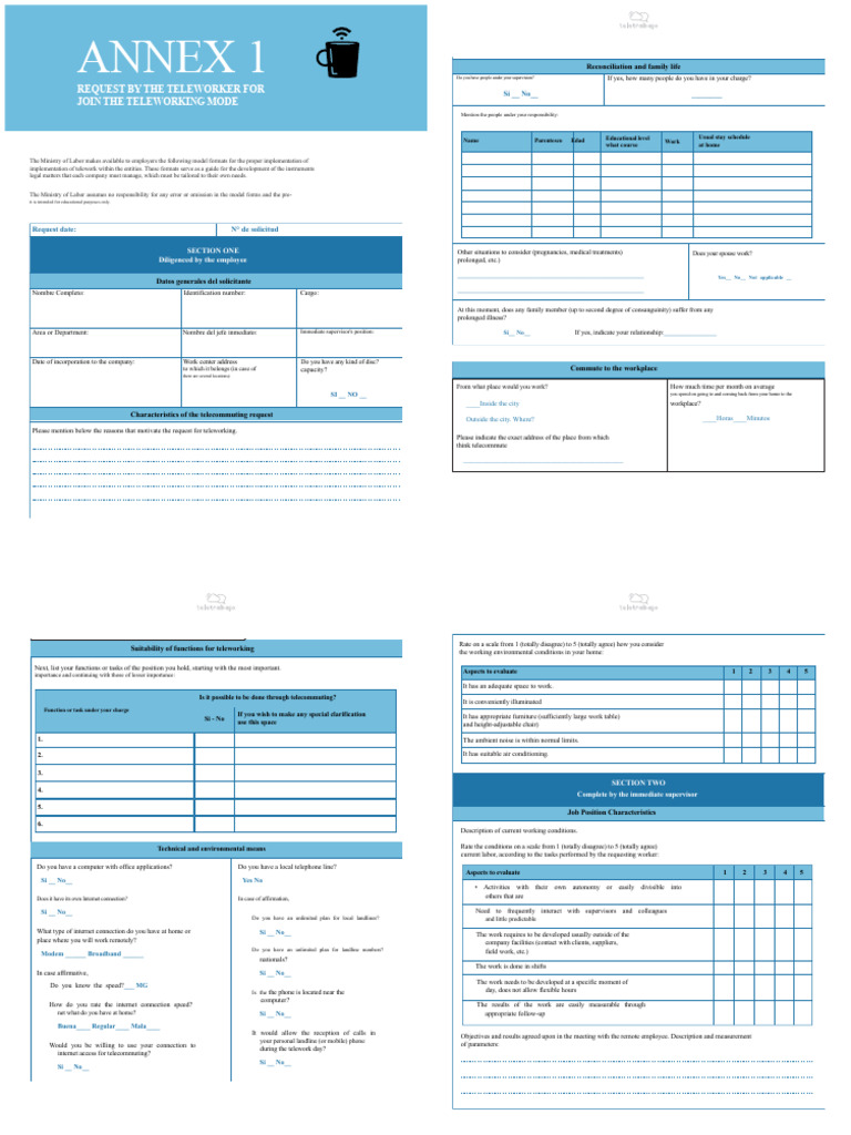 Telework Request Form Template | PDF | Internet Access | Internet