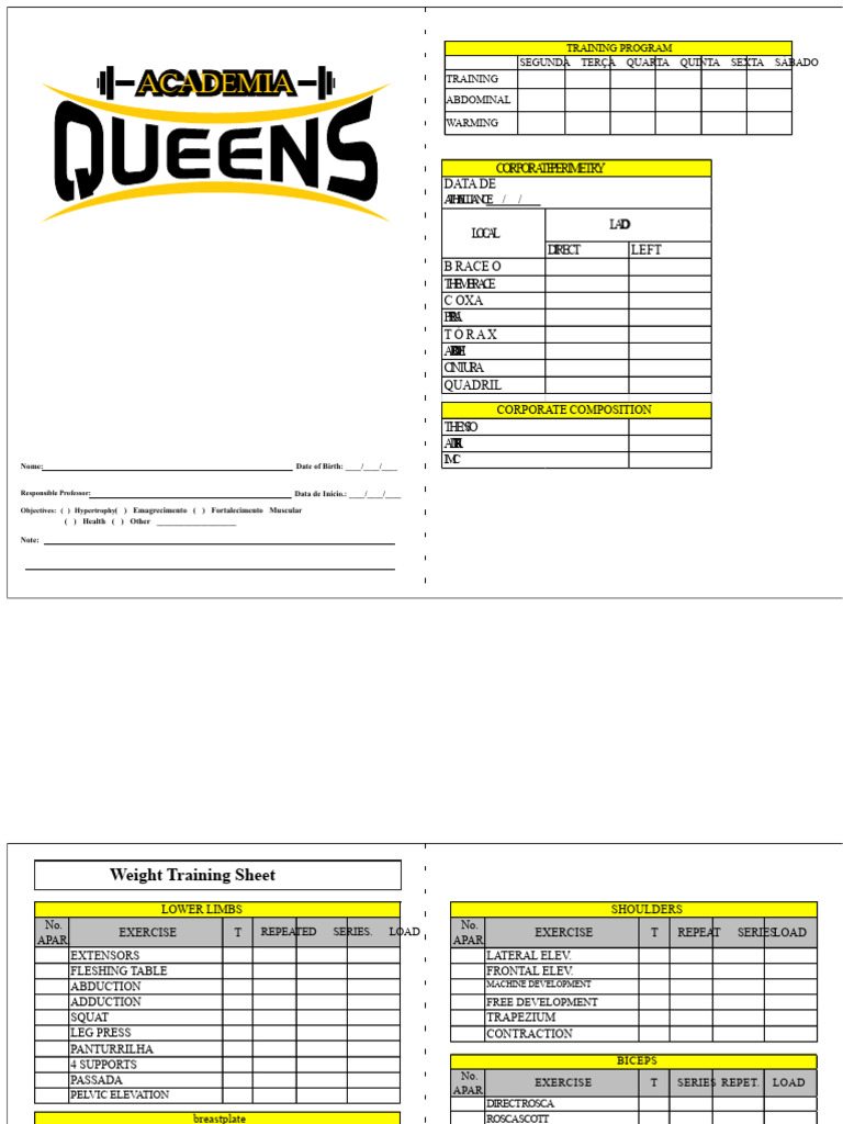 Bodybuilding Sheet | PDF | Strength Training | Physical Exercise