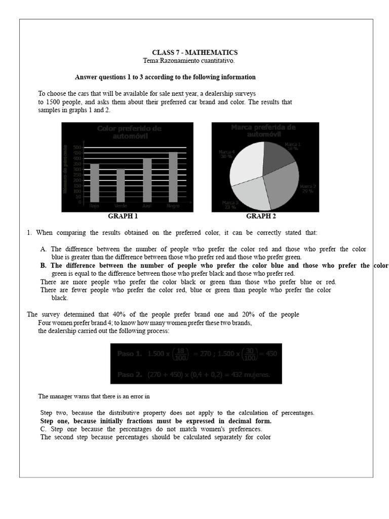 Class 7 Mathematics: Quantitative Reasoning | PDF | Percentage ...