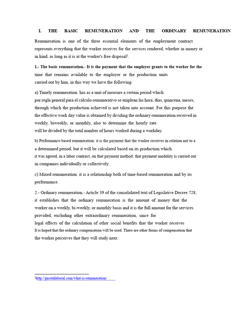 The Basic Remuneration and The Ordinary Remuneration | PDF | Cost Of ...