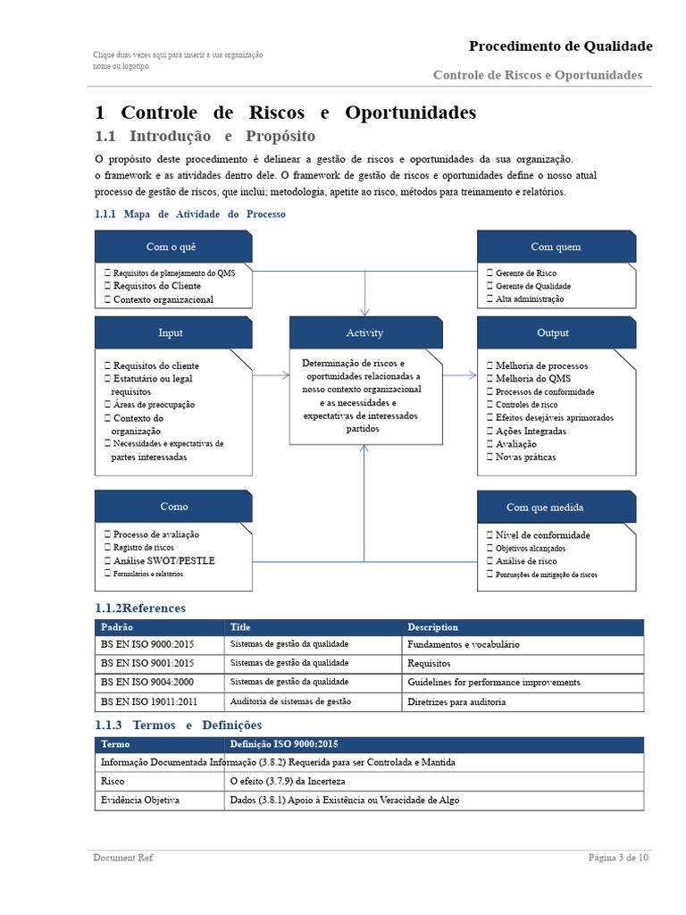 Gestão de Riscos e Oportunidades QMS | PDF | Gestão de qualidade ...