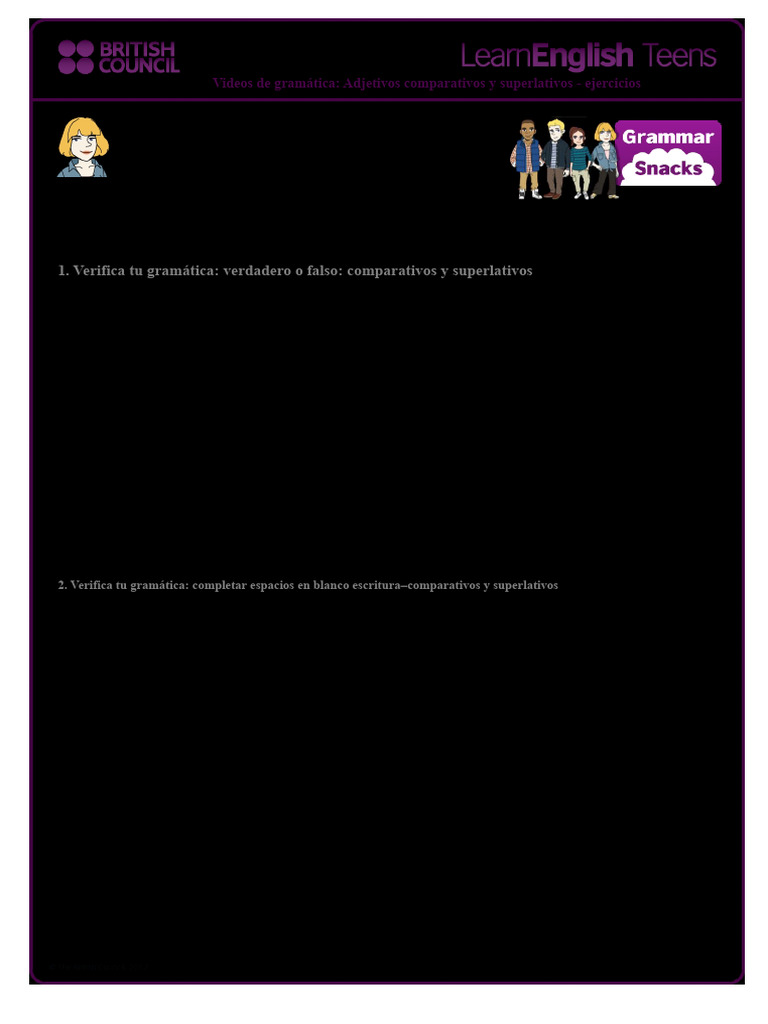 Gs Comparativos y Superlativos - Ejercicios | PDF | Adjetivo