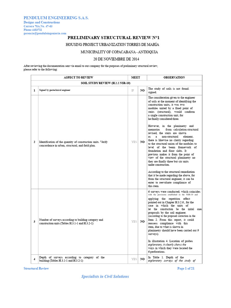 Preliminary Structural Review for Housing Project | PDF | Foundation ...