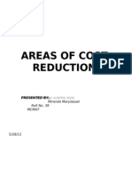 Areas of Cost Reduction