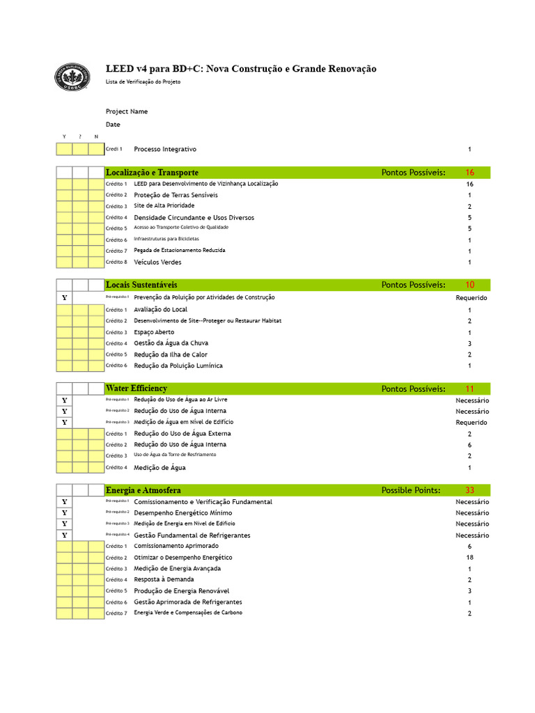 LEED v4 para Checklist de Design e Construção de Edifícios | PDF ...
