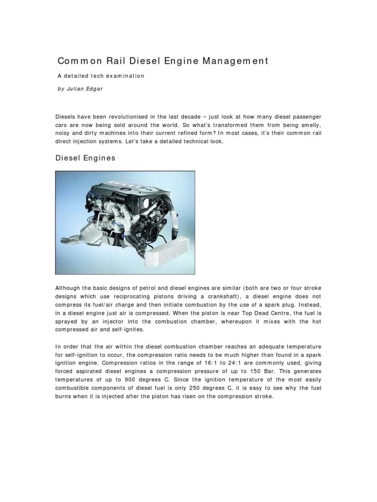 Common Rail Diesel Engine Management PDF Diesel Engine Internal