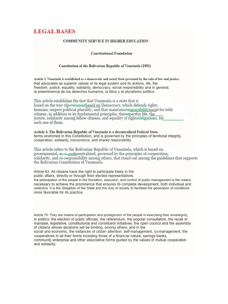 LEGAL BASES Community Social Legal Project | PDF | Solidarity ...