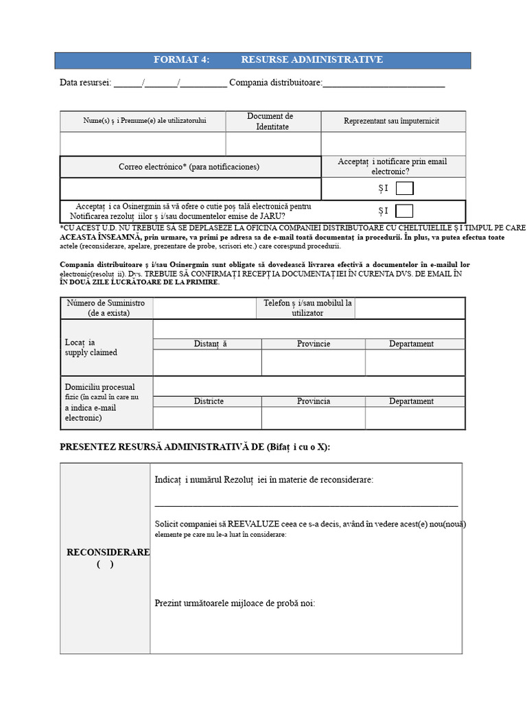 Osinergmin PER F4 Format Recurs Administrativ | PDF