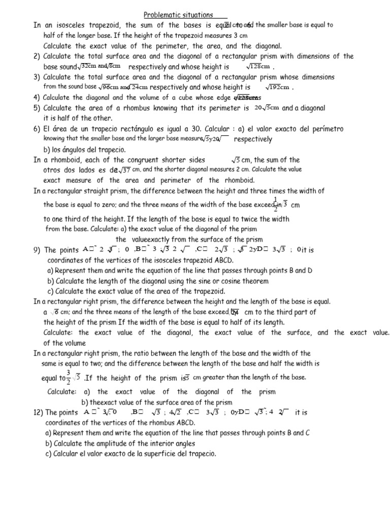 Activity Problematic Situations With Irrationals | PDF | Area ...