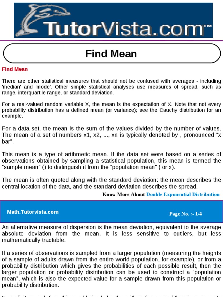 Find Mean PDF