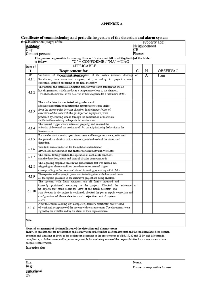IT-19 ATTACHMENT A - Certificate of Commissioning and Periodic ...
