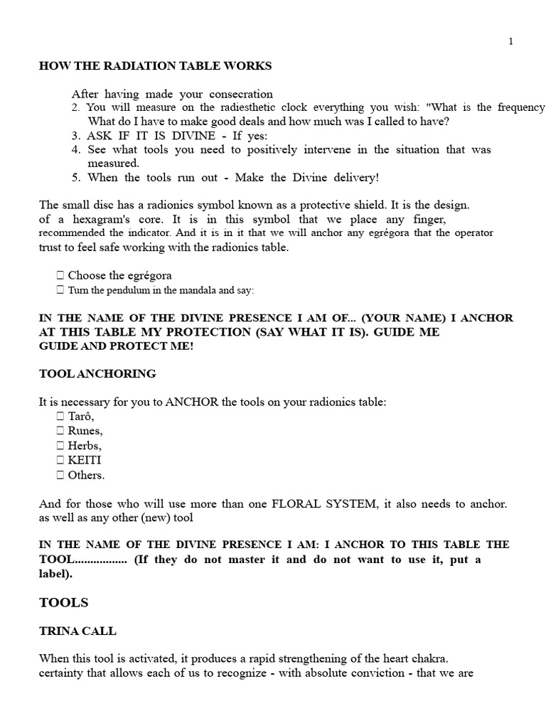 How The Radionic Table Works | PDF | Clock | Divinity