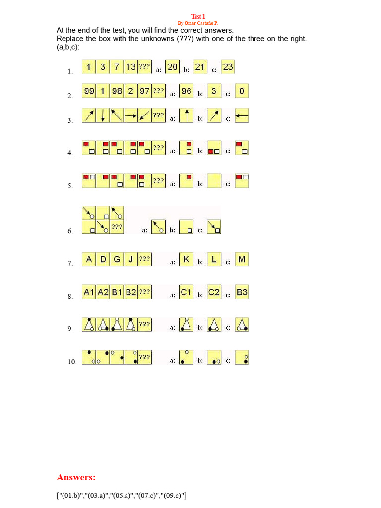 Abstract Reasoning Tests with Answers | PDF | Chess Theory | Chess