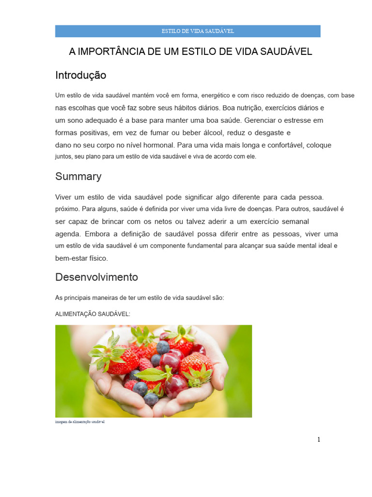A Importância de Um Estilo de Vida Saudável | PDF | Vida