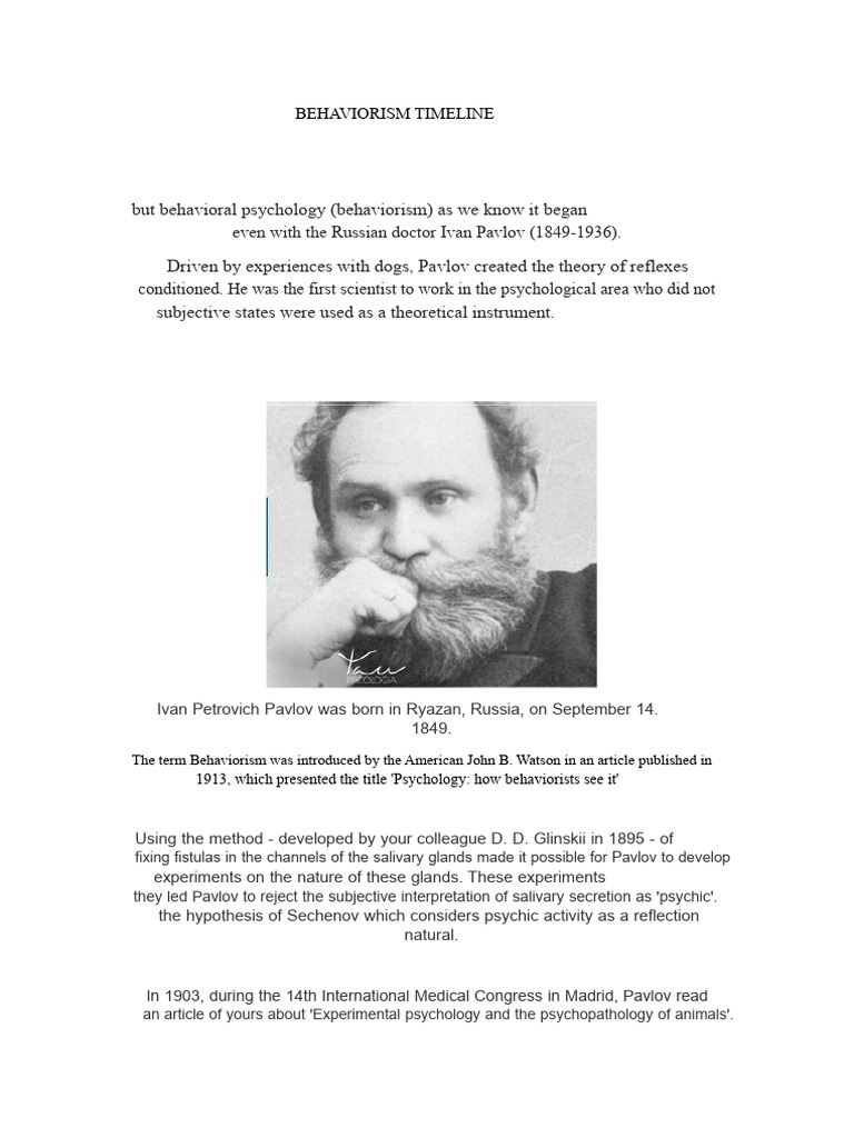 Behaviorism Timeline and Key Figures | PDF | Behaviorism | Psychology