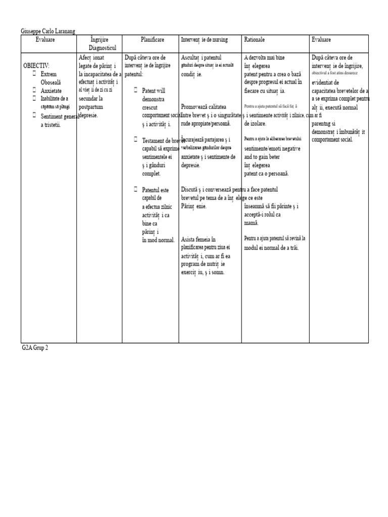 G2A2 - Laranang - NCP - Depresie Postpartum | PDF