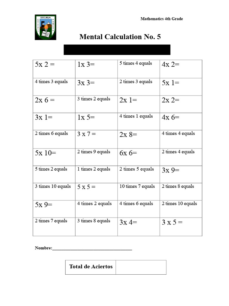 Mental Calculation 5 To 8 Multiplication Tables | PDF | Mathematics