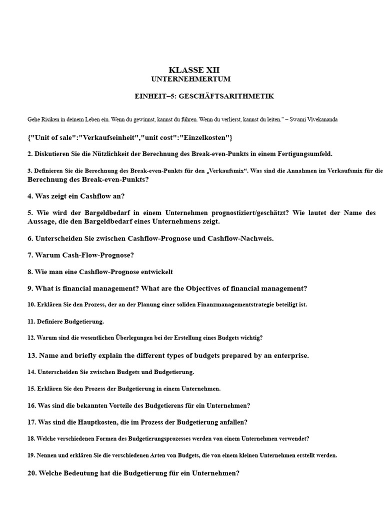 CBSE Arbeitsblätter Für Die Klasse 12 Unternehmertum Kapitel 5