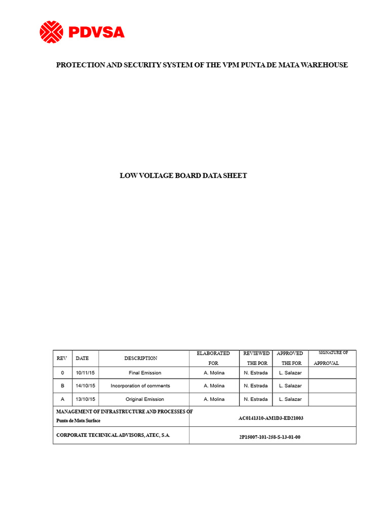 VPM Punta de Mata Low Voltage Board Data | PDF | Electromagnetism ...