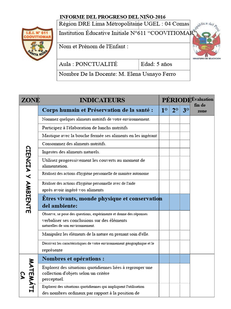 Évaluation des Progrès Scolaires 2016 | PDF | Environnement naturel ...