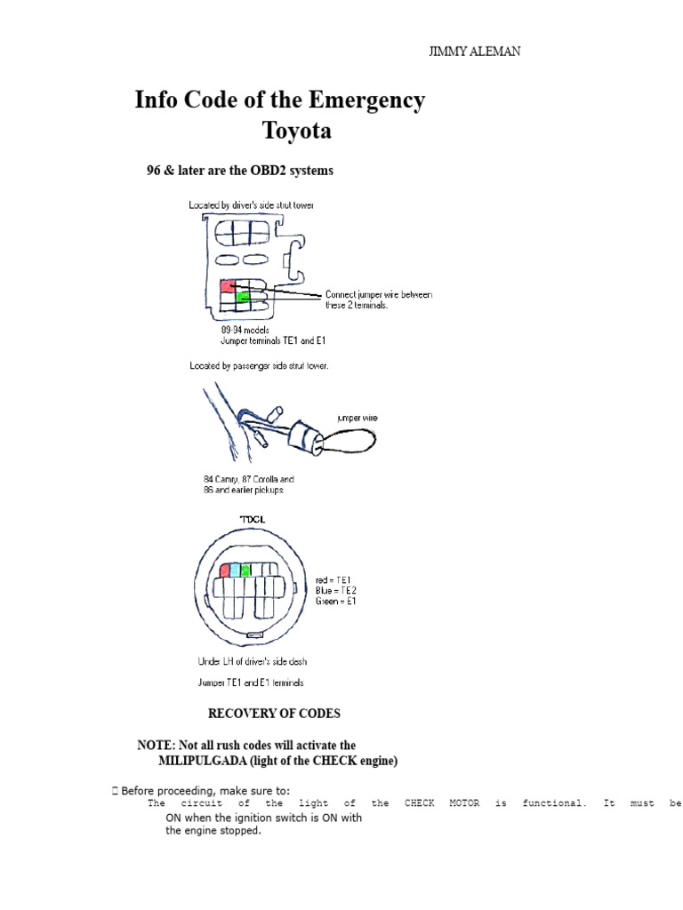 Failure Codes by Flashing and OBD II Toyota | PDF | Throttle | Vehicle ...