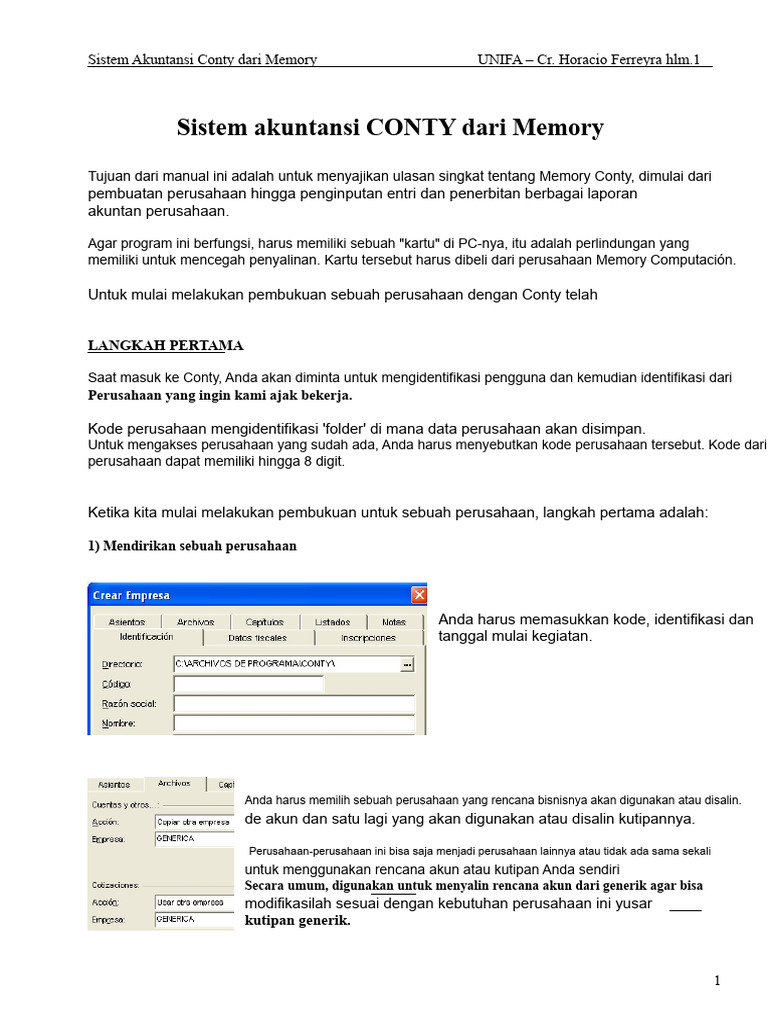 Panduan Sistem Akuntansi Conty Memory | PDF