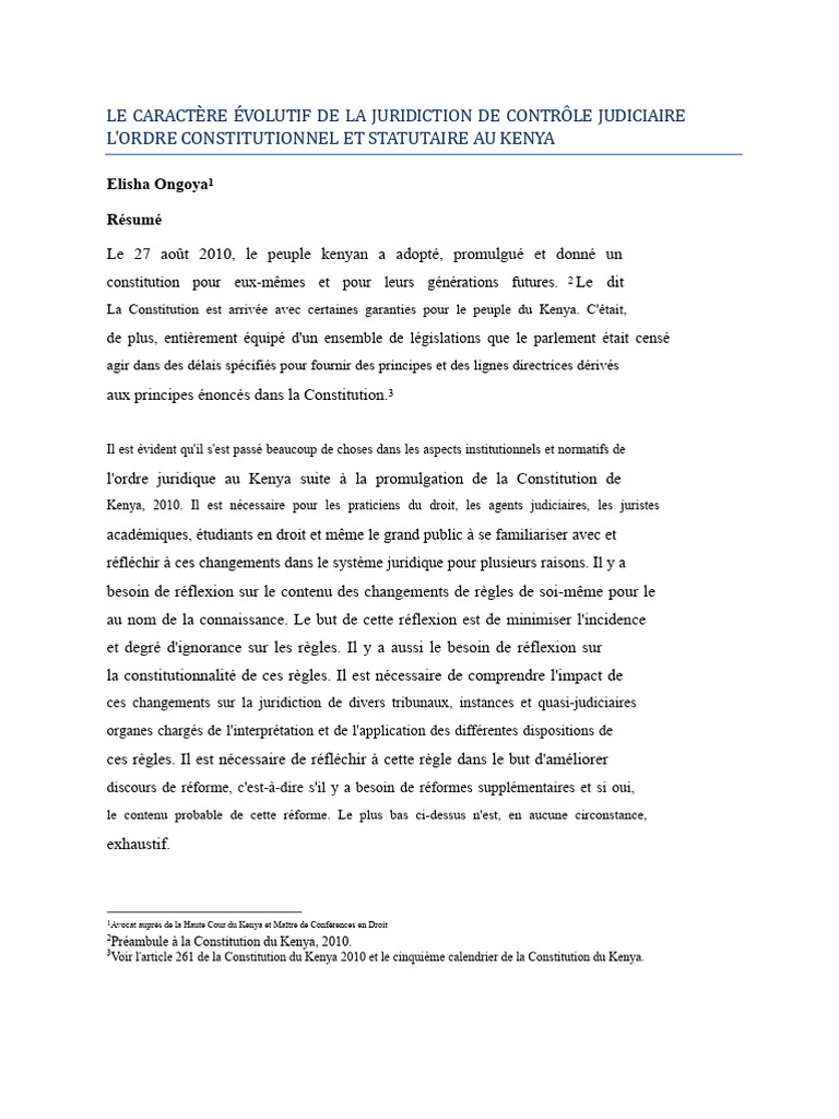 Évolution du contrôle judiciaire au Kenya | PDF | Loi | Constitution