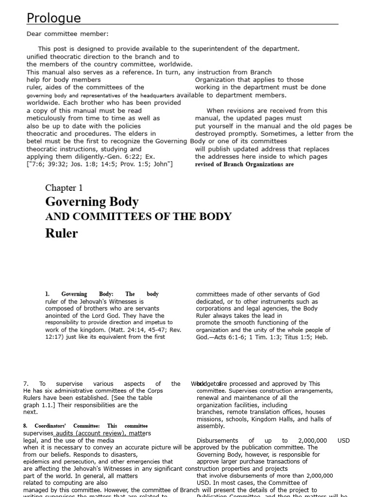 Governing Body Manual for Jehovah's Witnesses | PDF | Elder (Christianity)