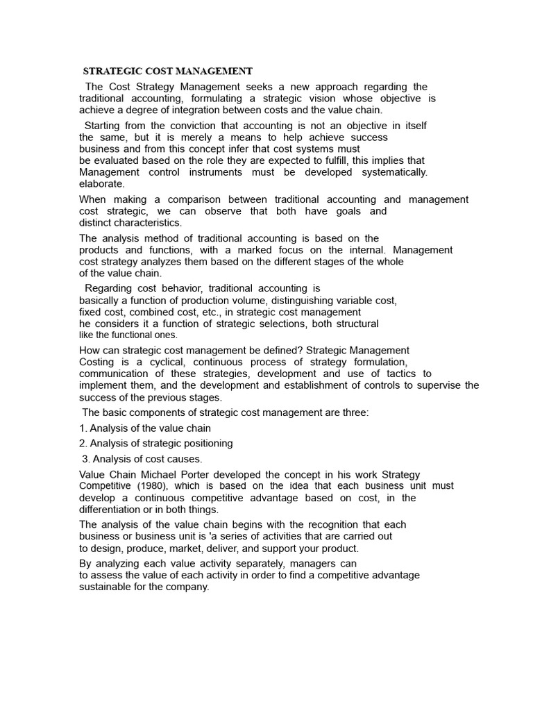 Strategic Cost Management Insights | PDF | Strategic Management ...