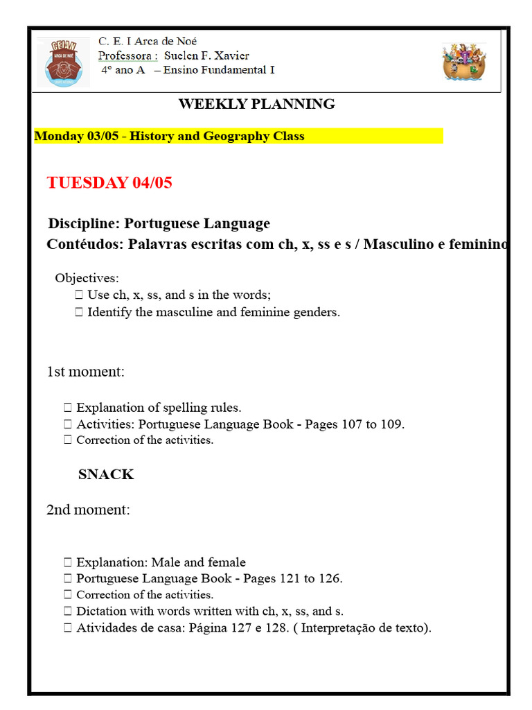 Lesson plan 4th grade | PDF