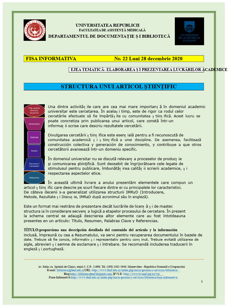 Structura Unui Articol Științific 2020 | PDF