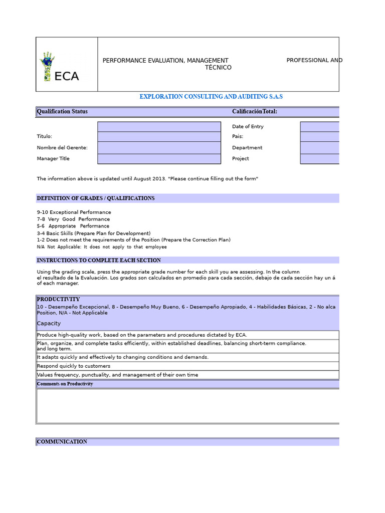 FR-HSE-031 Performance Evaluation ECA | PDF | Communication ...