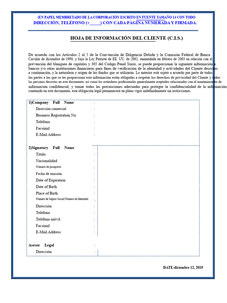 Template Cis Fina | PDF | Transferencia bancaria | Bancos