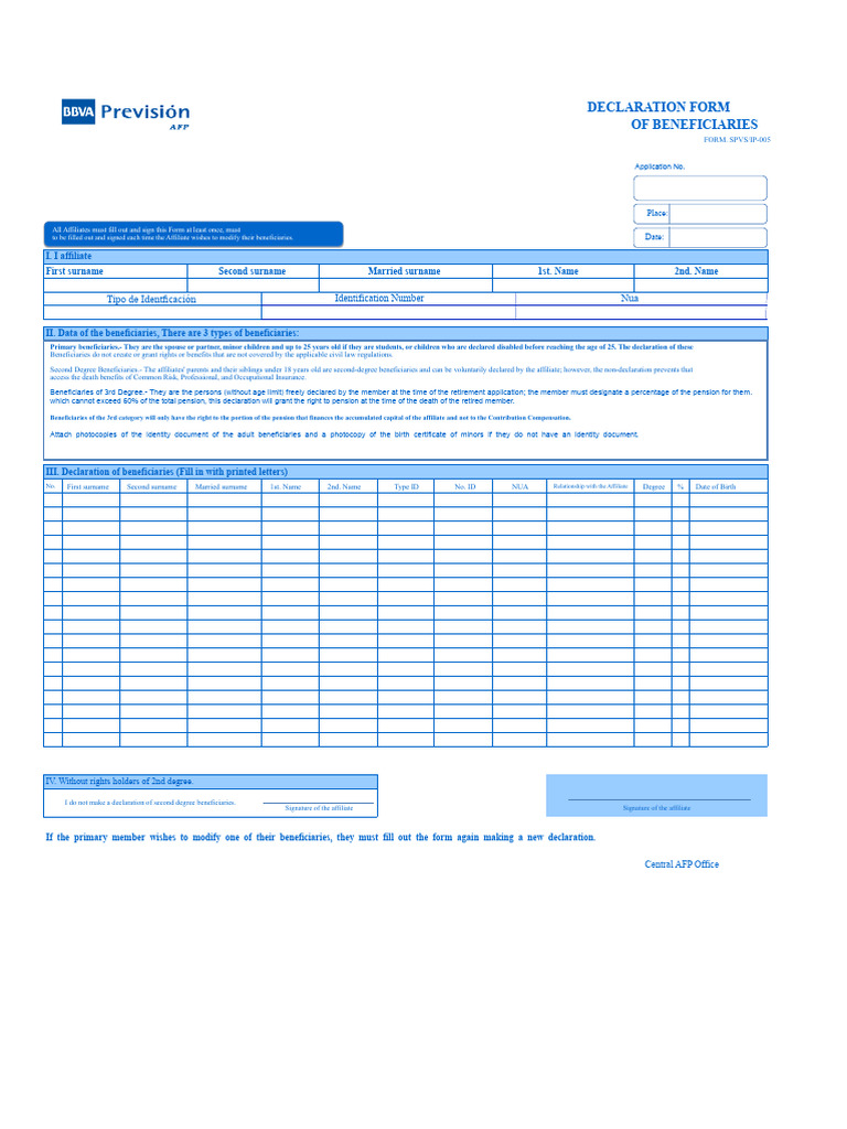 Beneficiary Form | PDF | Identity Document | Pension