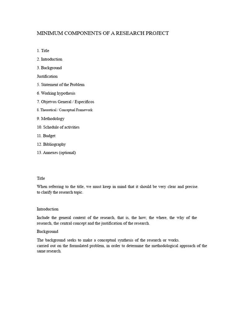 Minimum Components of A Research Project II | PDF | Methodology ...
