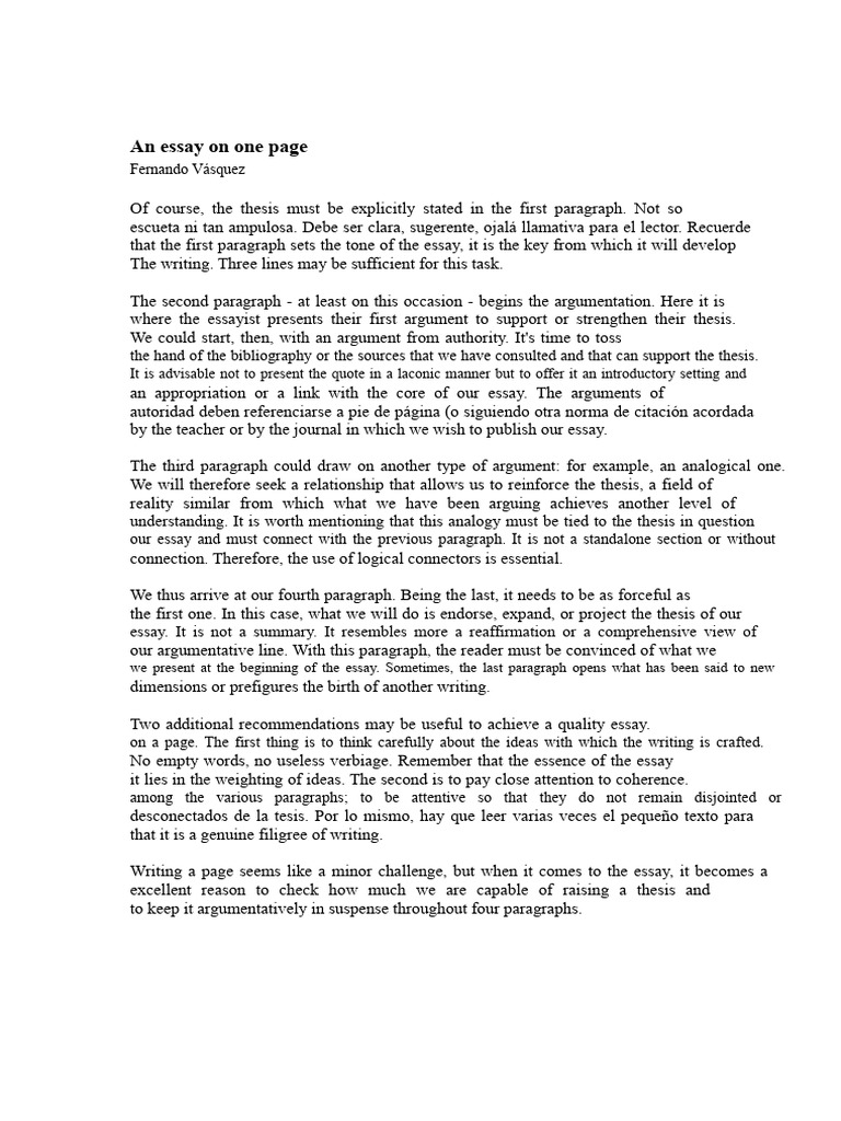 The Essay On A Page | PDF | Essays | Human Communication