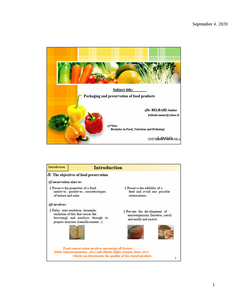 Food Packaging and Preservation Techniques | PDF | Food Preservation ...