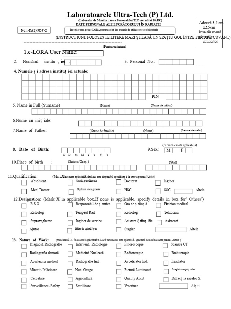 Formular de Aplicație Pentru TLD Personal Non-Dae Final PDF - 2 | PDF