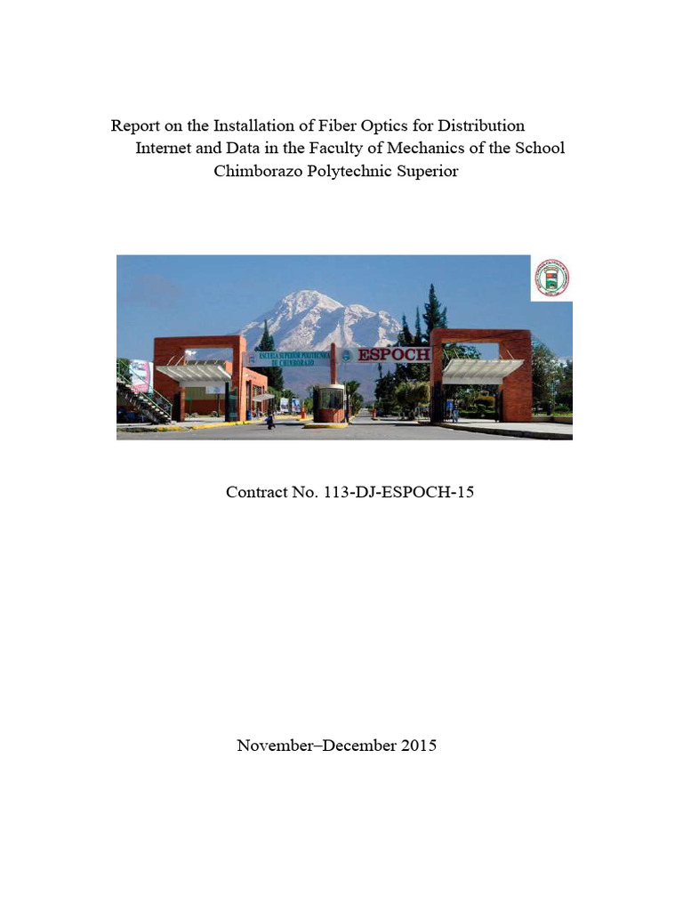Report On The Installation of Fiber Optics ESPOCH | PDF | Fiber Optic ...