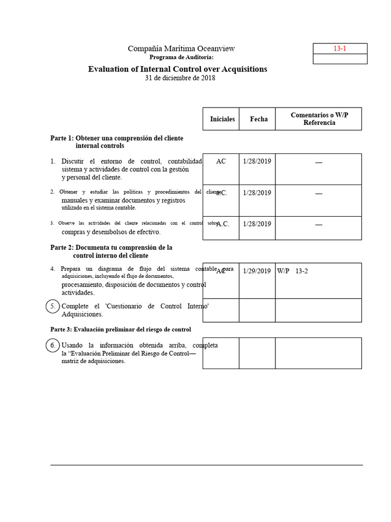 Auditoría de Control Interno en Compras | PDF